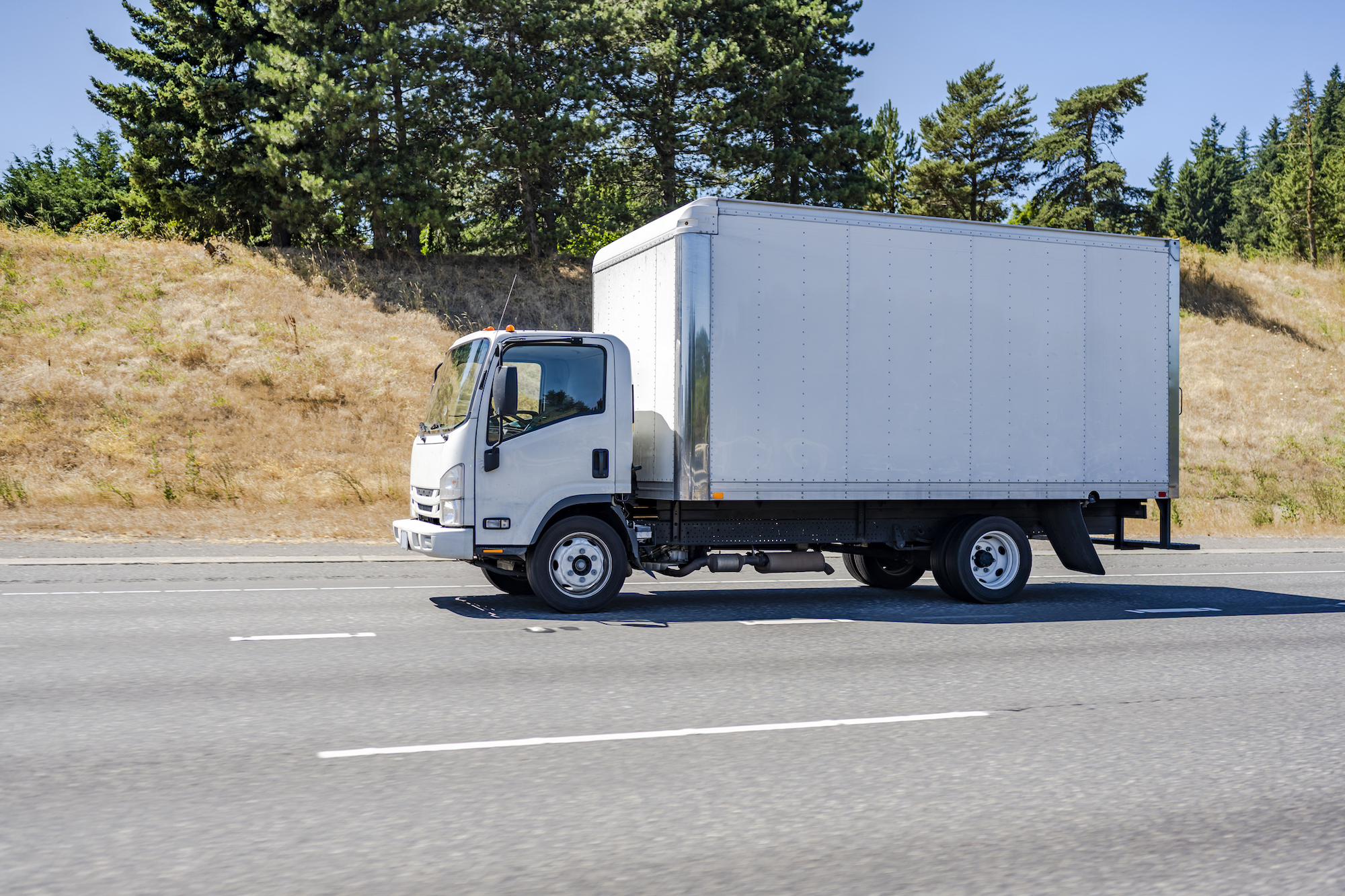 Boxed truck delivering goods